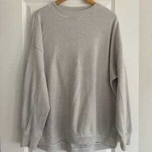 Aerie Waffle Knit Sweatshirt – Gray Thermal Crewneck Pullover